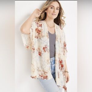 NWT Maurices Elegant Floral Kimono One Size New Oversized